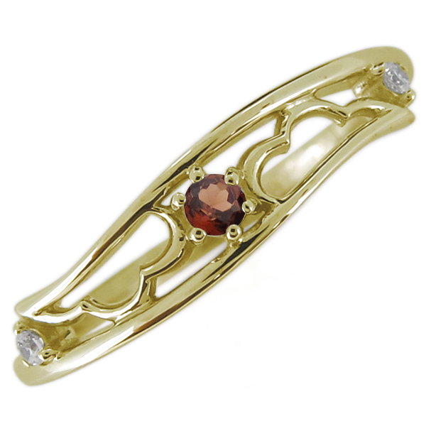 レディース・指輪・ガーネット・1月誕生石・羽根・フェザー・10金の通販は 24,568円