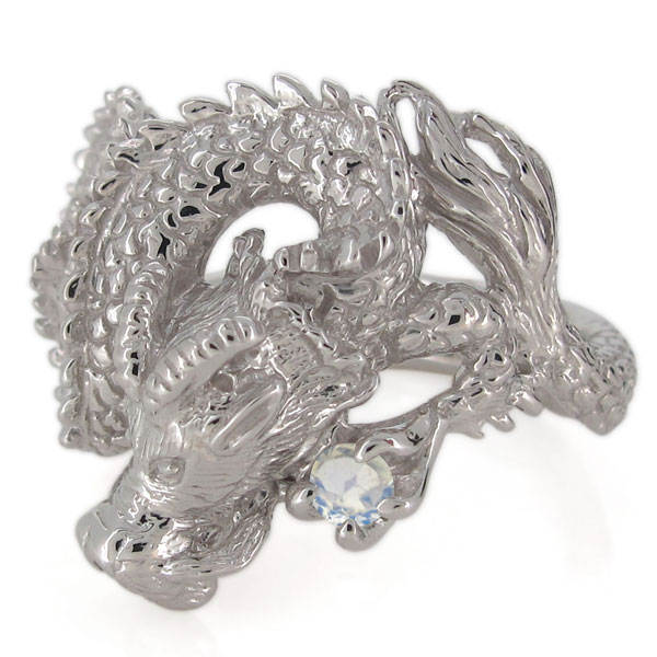 指輪・メンズ・龍・ドラゴン・ロイヤルブルームーンストーンリング・6月誕生石・プラチナの通販は