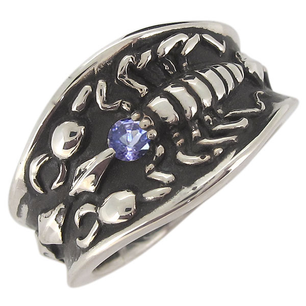 指輪 シルバー メンズ サソリ 蠍 スコーピオン タンザナイト 12月誕生石