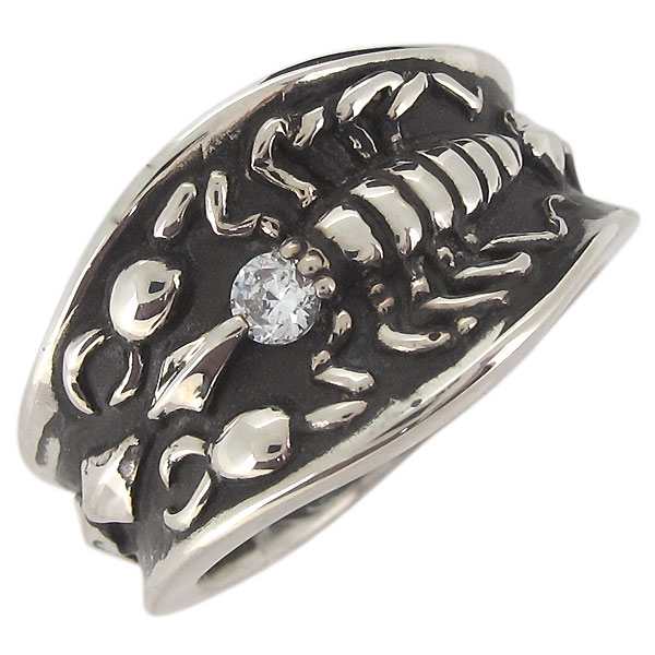 指輪 シルバー メンズ サソリ 蠍 スコーピオン ダイヤモンド 4月誕生石の通販は 32,400円