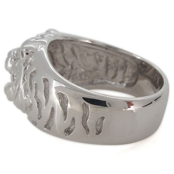 安価 プラチナ 指輪 メンズ タイガー 虎 8月誕生石 ペリドット リング
