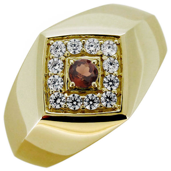 指輪 メンズ 印台 リング ガーネット 1月誕生石 10金 シンプルの通販は