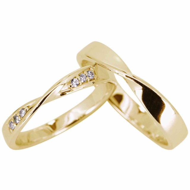 結婚指輪 マリッジリング ペアリング 18k 18金 ダイヤモンド ペア 指輪 2本セット 大人 シンプルの通販は