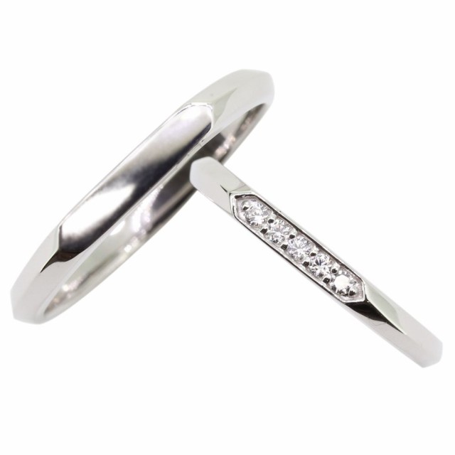 プラチナ 結婚指輪 マリッジリング シンプル 細身 ダイヤモンド 2本セット ペアリング おしゃれのサムネイル