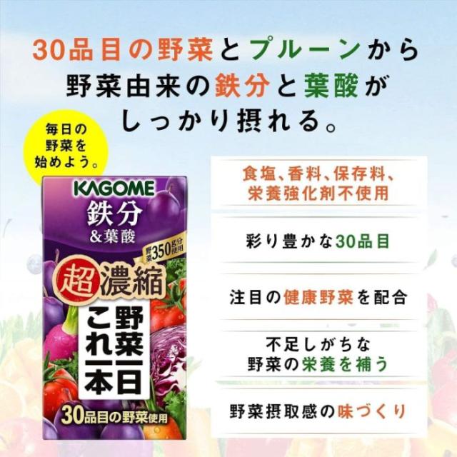 カゴメ 野菜一日これ一本 超濃縮 125ml 紙パック 選べる 72本 (24本×3) 選り取り 野菜ジュース よりどり 高リコピン＆ビタミンA・E カルシウム＆マグネシウム 鉄分＆葉酸_7