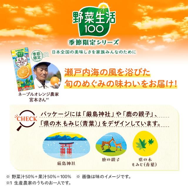 カゴメ 野菜ジュース 野菜生活 他 195ml 200ml 紙パック 選べる 72本 (24本×3 まとめ買い) 季節限定 よりどり ビヨンド にんじん プレミアム 旬にんじん 夏のフルーツ 山梨すもも ネーブルオレンジ はっさく 機能性表示食品_7