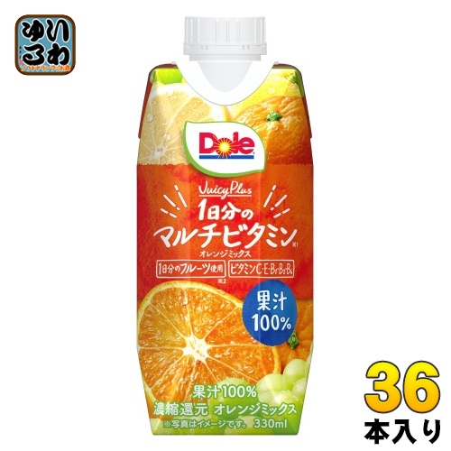 雪印メグミルク Dole Juicy Plus 1日分のマルチビタミン 330ml 紙パック 36本 (12本入×3 まとめ買い) 果実飲料 濃縮還元の通販は 5,816円