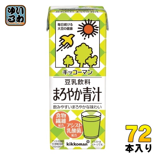 キッコーマン 豆乳飲料 まろやか青汁 200ml 紙パック 72本 (18本入×4 まとめ買い) 豆乳飲料 アシスト乳酸菌 食物繊維の通販は