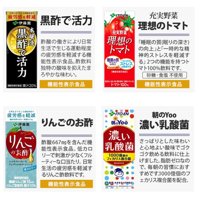 伊藤園 野菜ジュース 他 200ml 紙パック 選べる 96本 (24本×4) よりどり 期間限定 濃厚トマトmix サジーmix 1日分の野菜 機能性表示食品 栄養機能食品_6