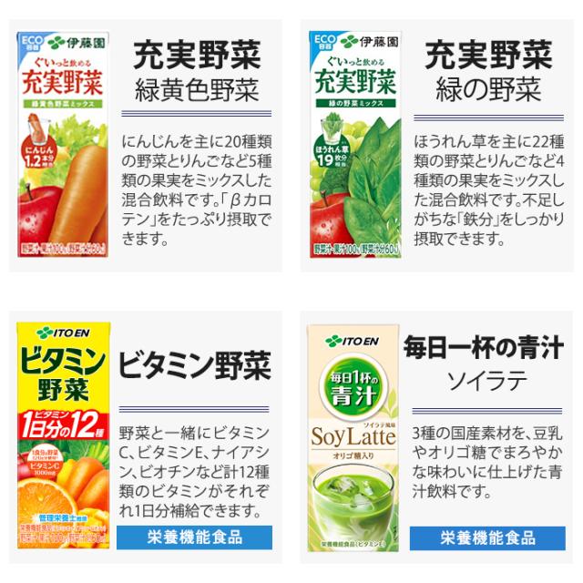 伊藤園 野菜ジュース 他 200ml 紙パック 選べる 96本 (24本×4) より