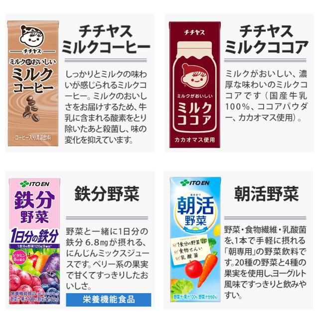 伊藤園 野菜ジュース 他 200ml 紙パック 選べる 96本 (24本×4
