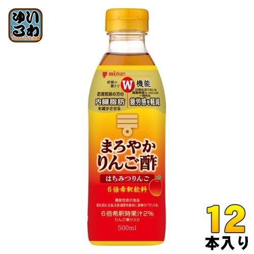 ミツカン まろやかりんご酢 はちみつりんご 6倍希釈用 500ml ペットボトル 12本 (6本入×2 まとめ買い) 機能性 リンゴ酢 内臓脂肪