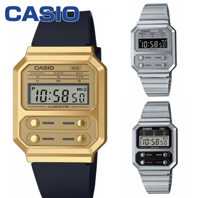 CASIO カシオ 腕時計 復刻デザイン A100WE-1A A100WE-7B A100WEFG-9A メンズ デジタル ブラック ゴールド シルバーの通販は