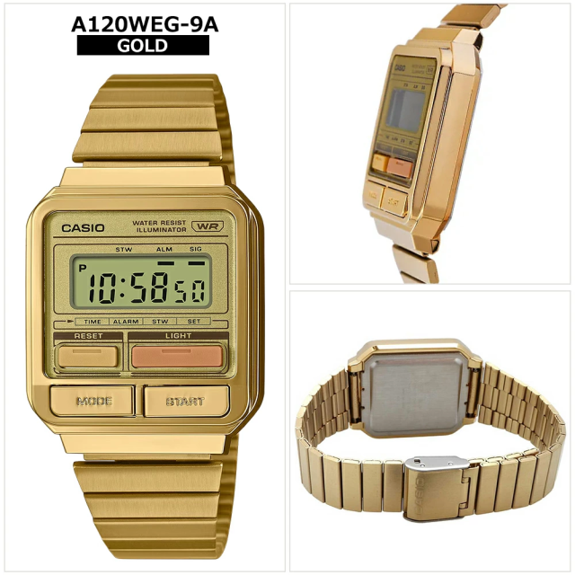 CASIO カシオ スクエア アンティーク スタンダード クラシック A120WEG-9A レディース 復刻モデル 腕時計 ゴールド_1