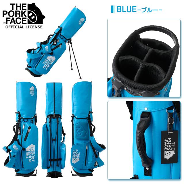 THE PORK FACE ザ・ポークフェイス キャディーバッグ スタンド 自立 ゴルフ クラブ ケース メンズ 撥水 ターポリン ブラック イエロー レッド_7