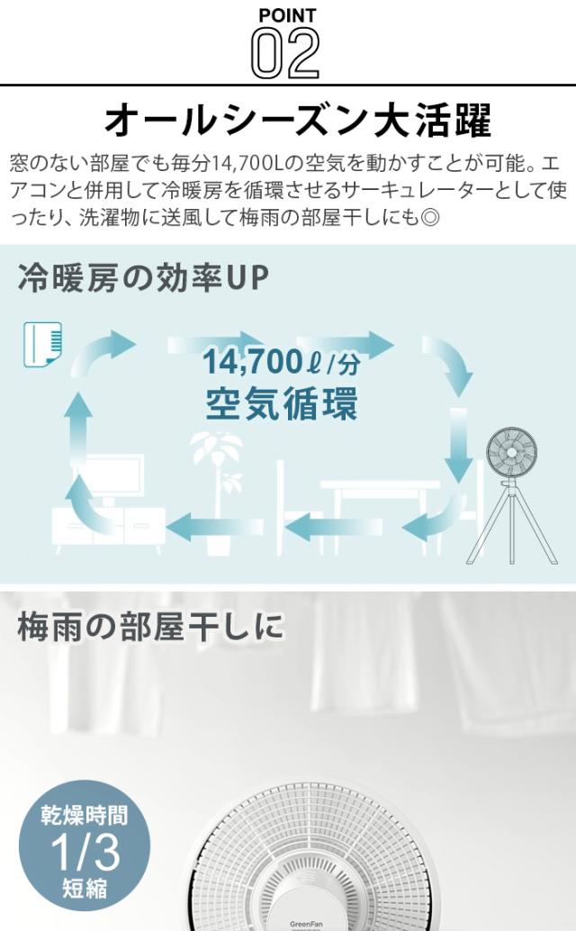 30日間全額返金保証 正規品 扇風機 バルミューダ グリーンファンスタジオ BALMUDA GreenFan Studio AGR01JP おしゃれ 日本製 DCモーター 静音 省エネ 首振り サーキュレーター 部屋干し そよ風の扇風機 空気循環 エアコン 暖房 冷房 【送料無料★P10倍】_7