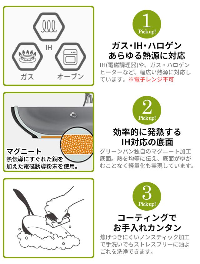 【選べる特典付】グリーンパン ストゥディオ フライパン 28cm ih対応 GreenPan ノンスティック ノンスティック加工 ih ガス火対応 オーブン対応 ハロゲン対応 グリル セラミックコーティング サーモロン 熱伝導 引っ越し祝い 新生活 ガスコンロ 送料無料 P10倍_9