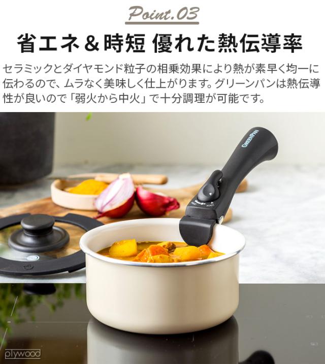 フライパン IH対応 グリーンパン 取っ手が取れる 着脱 GreenPan クリックシェフ 8点セット ノンスティック加工 20cm 26cm ガス火対応 オーブン対応 ハロゲン対応 グリル セラミックコーティング 熱伝導 新生活 プレゼント【12時迄のご注文は当日発送★送料無料★P10倍】の通販は