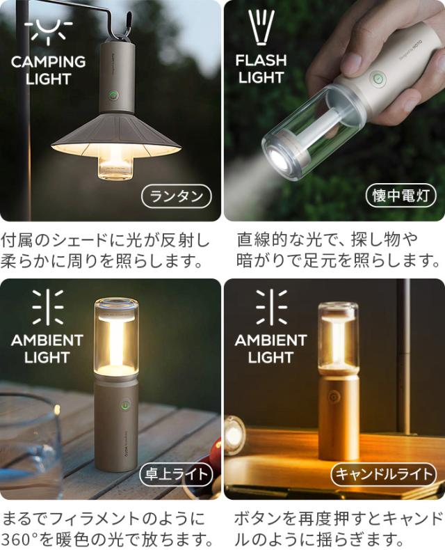 ランタン 充電式 おしゃれ LED キャンプ ライト 吊り下げ 懐中電灯 HOTO ホト キャンピングライト HTT0028GLe 携帯 アウトドア ランプ ペンライト 照明 ハンディライト ポータブル 超軽量 防水 防塵 ランプシェード コンパクト 防災 P66防塵防水性能_3