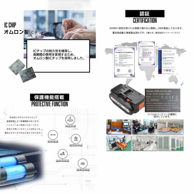 レビューご記入で1年保証】 パナソニック EZ9L45 EZ9L44 EZ9L40 互換 バッテリー 14.4V 5000mAh Sonyセル  EZ0L81対応 Panasonicの通販はau PAY マーケット DuO au PAY マーケット－通販サイト