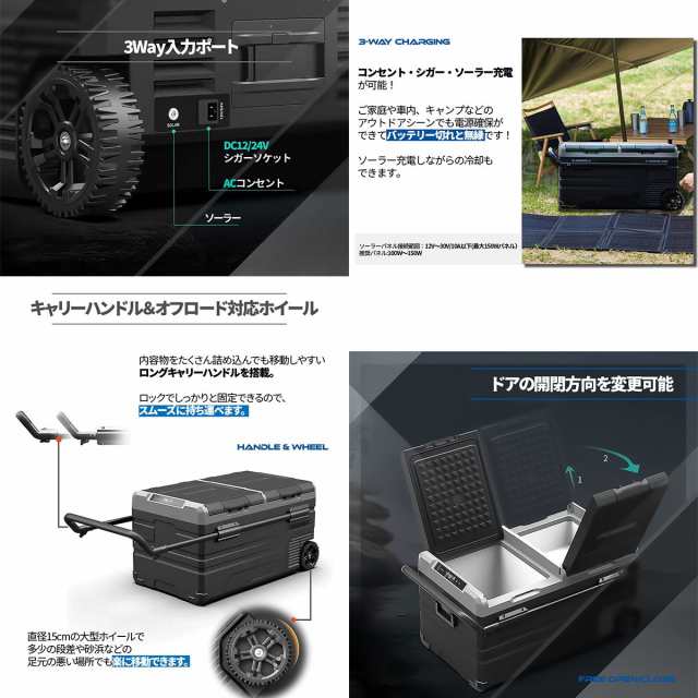 バッテリーセット】 SUNGA 車載冷蔵庫 75L バッテリー内蔵 キャリー