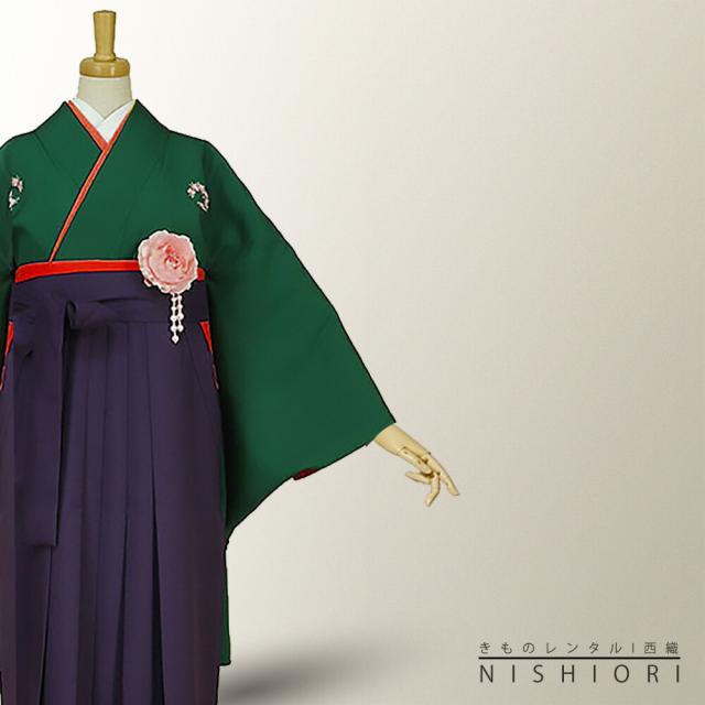 二尺袖着物 袴 レンタル 貸衣装 緑×ピンク 袴 Mサイズ 小学生 対応 ブーツ選択可 二尺袖着物 袴 レンタル 貸衣装 緑×ピンク系 袴 小学生 対応 ブーツ