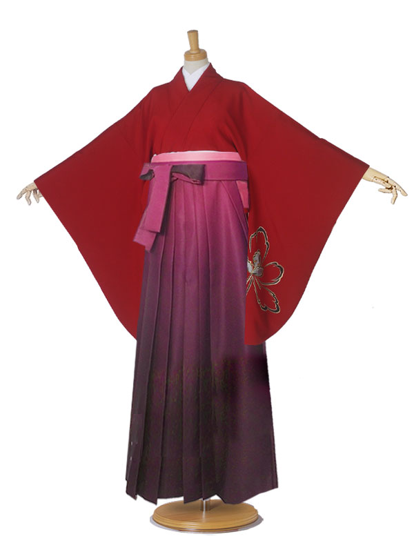 二尺袖着物 袴 レンタル 貸衣装 赤×黒 袴 小学生 対応 ブーツ選択可