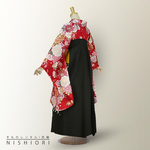 二尺袖着物 袴 レンタル 貸衣装 赤×黒×刺繍 袴 Mサイズ 小学生 対応 ブーツ選択可 二尺袖着物 袴 レンタル 貸衣装 赤×黒×刺繍 袴 Mサイズ 小学生 対応