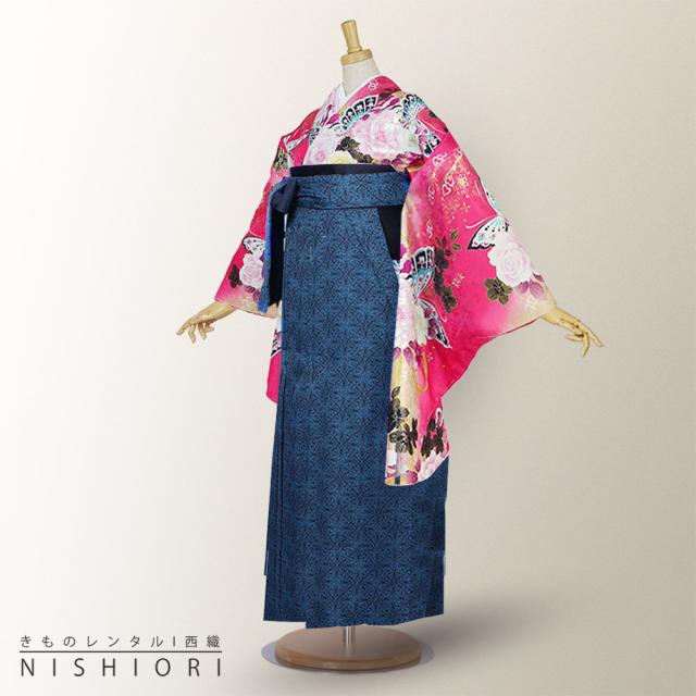 二尺袖着物 袴 レンタル 貸衣装 Adam&Eve ピンク×紫×刺繍×袴 Mサイズ 小学生 対応 ブーツ選択可