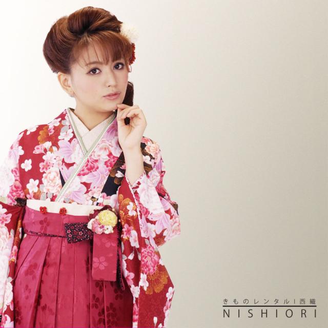 二尺袖着物 袴 レンタル 貸衣装 H L 赤 小学生 対応 ブーツ選択可