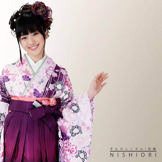 二尺袖 着物 袴 レンタル 貸衣装 HL 袴 Mサイズ ラベンダー 紫