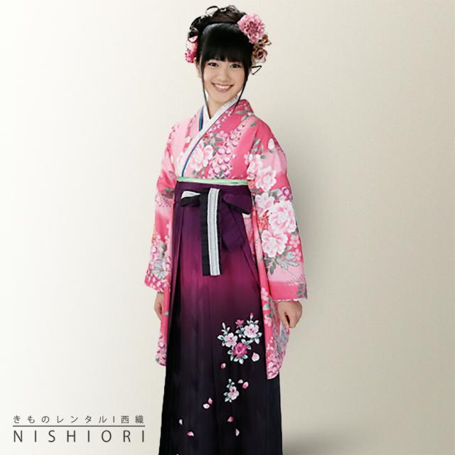 二尺袖 着物 袴 レンタル 貸衣装 HL 袴 Mサイズ ピンク ワイン エンジ 小学生 対応 ブーツ選択可の通販は