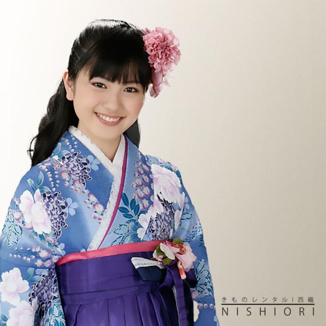 二尺袖 着物 袴 レンタル 貸衣装 HL Sサイズ 青 水色 ブルー 小学生 対応