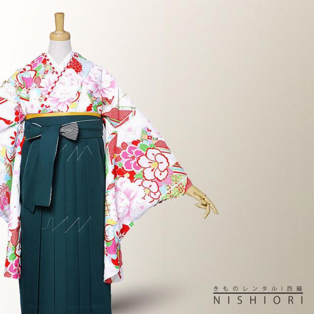 二尺袖 着物 袴 レンタル 貸衣装 紅一点 modern antenna 白 赤 緑 無地