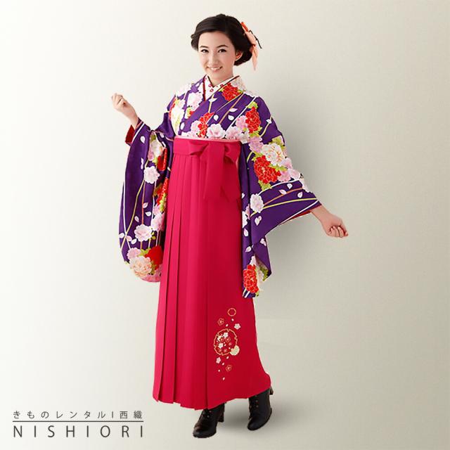 二尺袖 着物 袴 レンタル 貸衣装 夢千代 袴 Mサイズ 紫 パープル 赤 小学生 対応 ブーツ選択可