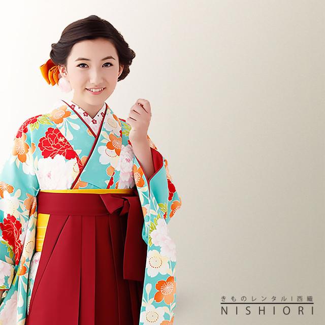 二尺袖 着物 袴 レンタル 貸衣装 夢千代 袴 Mサイズ 青 赤 小学生