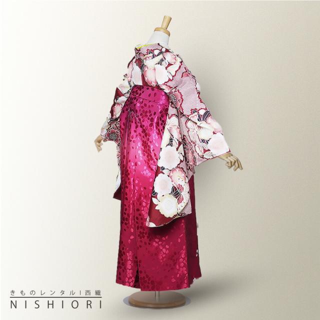 二尺袖 着物 袴 レンタル 貸衣装 Club HL×HL 赤 白 花 鹿の子 ワイン 無地 刺繍 袴 S M L サイズ 小学生 対応 ブーツ選択可 二尺袖 着物 袴 レンタル 貸衣装 Club HL×HL 赤 白 花 鹿の子 ワイン