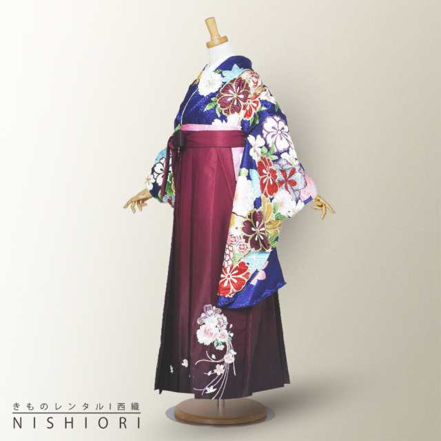 二尺袖 着物 袴 レンタル 貸衣装 From Kyoto 青 赤 ワイン 刺繍 袴 S M 