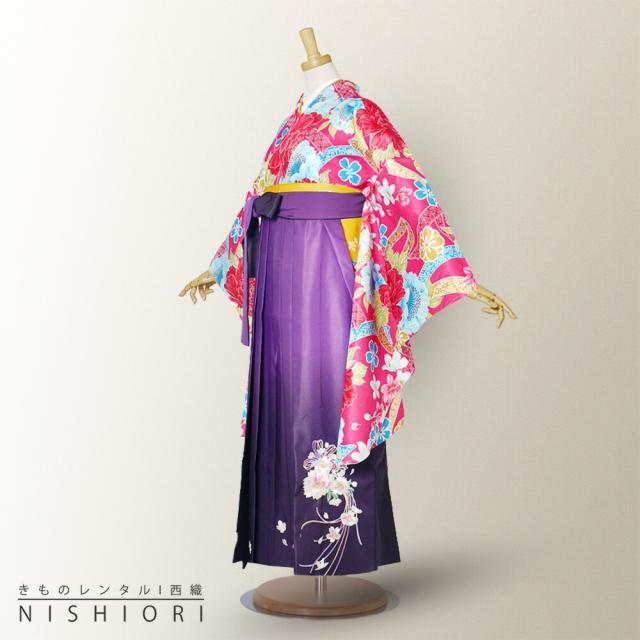 二尺袖 着物 袴 レンタル 貸衣装 水色 熨斗目 ピンク 袴 S Mサイズ 小学生 対応 ブーツ選択可