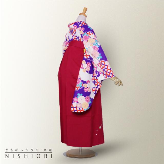 二尺袖 着物 袴 レンタル 貸衣装 袴 S Mサイズ 小学生 対応 青 赤 無地