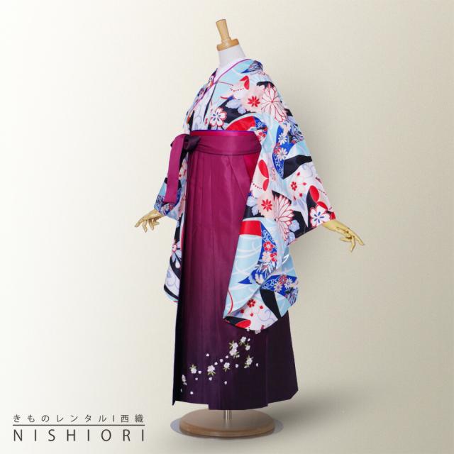 二尺袖 着物 袴 レンタル 貸衣装 袴 S Mサイズ 小学生 対応 青 黒 赤 ワイン 刺繍 ブーツ選択可