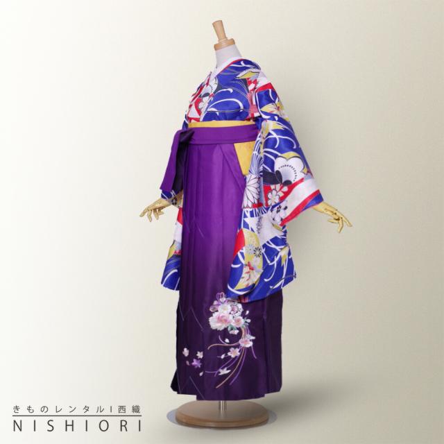 二尺袖 着物 袴 レンタル 貸衣装 袴 S Mサイズ 小学生 対応 青 黒 赤 紫 刺繍 ブーツ選択可