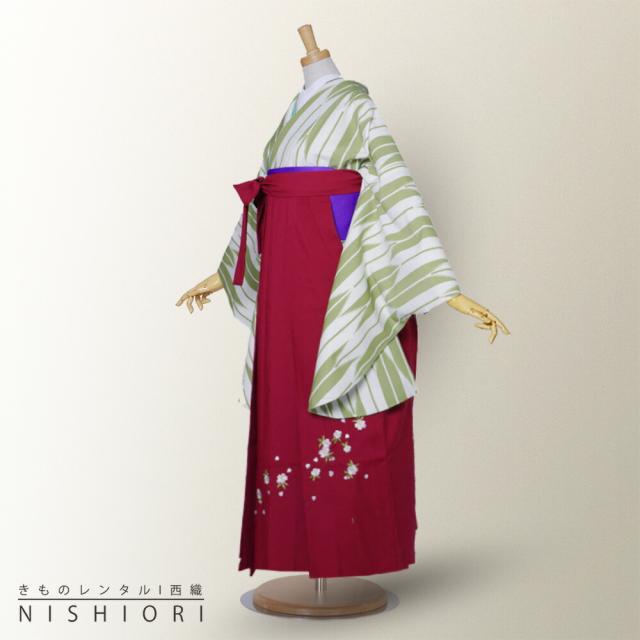 二尺袖 着物 袴 レンタル 貸衣装 袴 S Mサイズ 小学生 対応 矢羽 白 黄緑 赤 無地 刺繍 ブーツ選択可