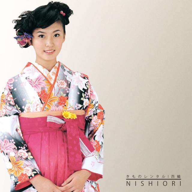 二尺袖 着物 袴 レンタル 貸衣装 袴 S Mサイズ 小学生 対応 赤 白 黒