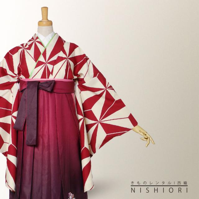 二尺袖 着物 袴 レンタル 貸衣装 袴 S Mサイズ 小学生 対応 白 赤