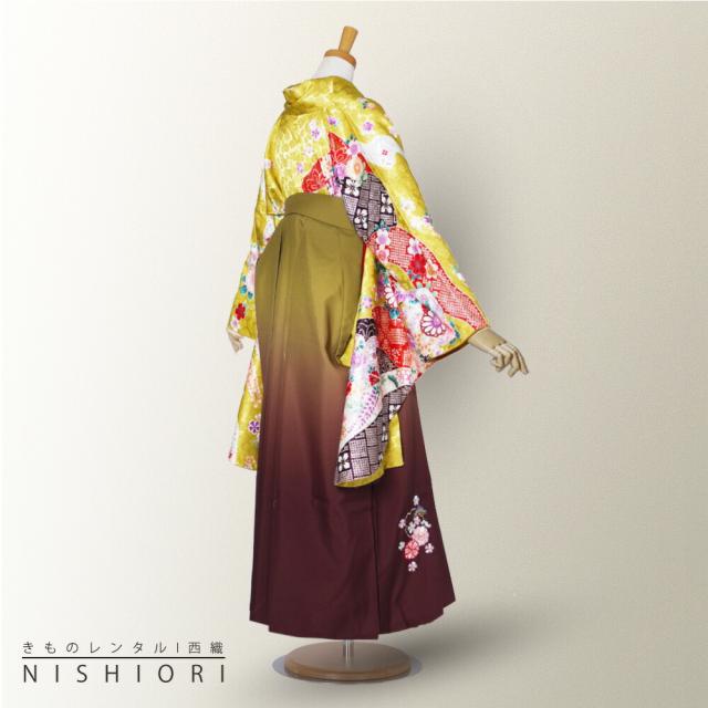 ブランド 二尺袖 着物 袴 レンタル anan 貸衣装 Sサイズ 小学生 対応可 イエロー 黄 紫 ブーツ選択可 ブランド 二尺袖 着物 袴 レンタル anan 貸衣装 Sサイズ 小学生 対応可