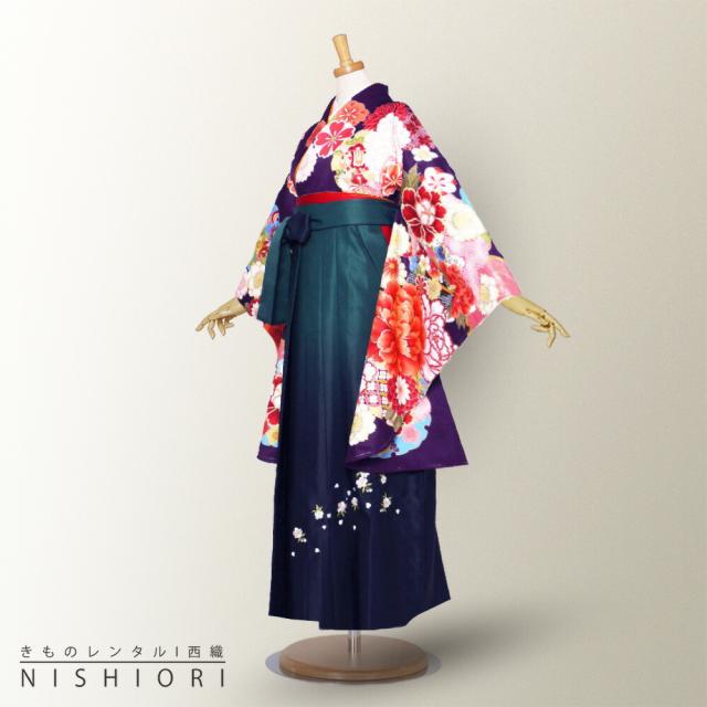 二尺袖 着物 袴 レンタル From KYOTO 貸衣装 Sサイズ Mサイズ Lサイズ 小学生 対応可 紫 緑 ブーツ選択可