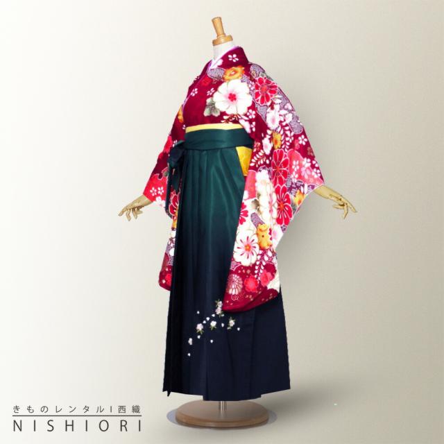 二尺袖 着物 袴 レンタル From KYOTO 貸衣装 Sサイズ Mサイズ Lサイズ 小学生 対応可 赤 桜 緑 ブーツ選択可