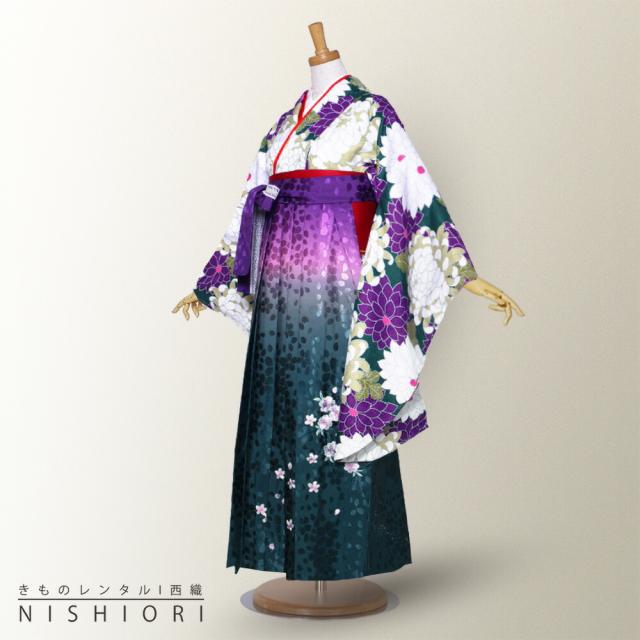 二尺袖 着物 ブランド レンタル 貸衣装 Sサイズ Mサイズ Lサイズ 小学生 対応可 緑 紫 牡丹 菊 ブーツ選択可