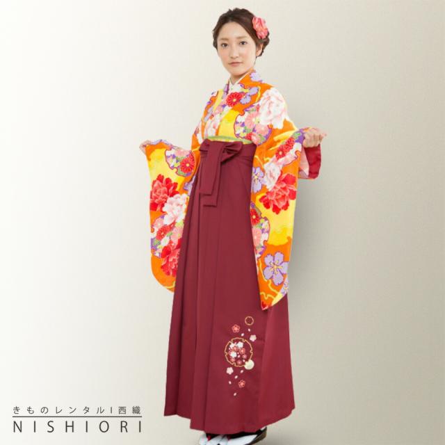 夢千代 二尺袖 着物 袴 レンタル 貸衣装 Mサイズ 小学生 対応可 黄色 オレンジ ワイン エンジ ブーツ選択可の通販は 10,487円